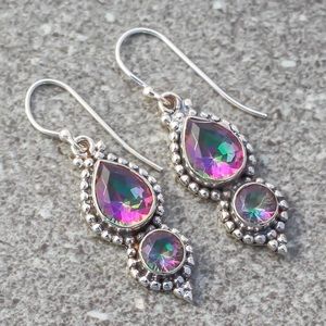 Sterling silver rainbow mystic topaz earrings